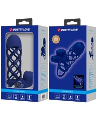 PRETTY LOVE GIANN ANILLO VIBRADOR CON FUNDA DE SILICONA AZUL