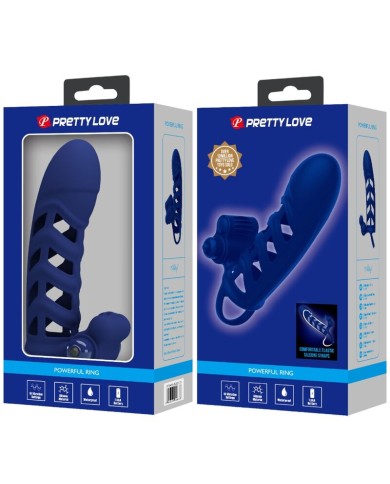 PRETTY LOVE ALTAF ANILLO VIBRADOR CON FUNDA DE SILICONA AZUL