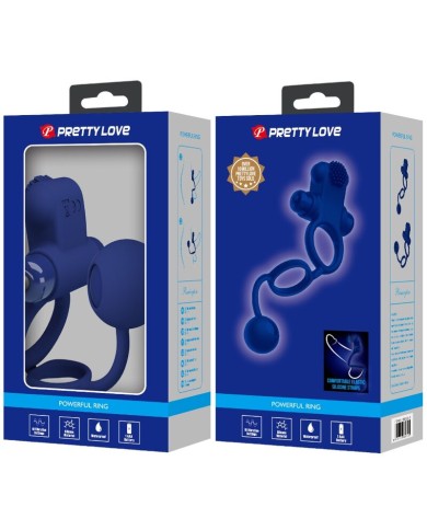 PRETTY LOVE REMINGTON DOBLE ANILLO VIBRADOR CON PLUG AZUL