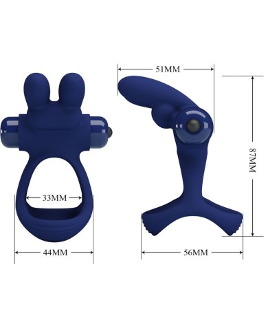 PRETTY LOVE FRANCISCO DOBLE ANILLO VIBRADOR RABBIT AZUL