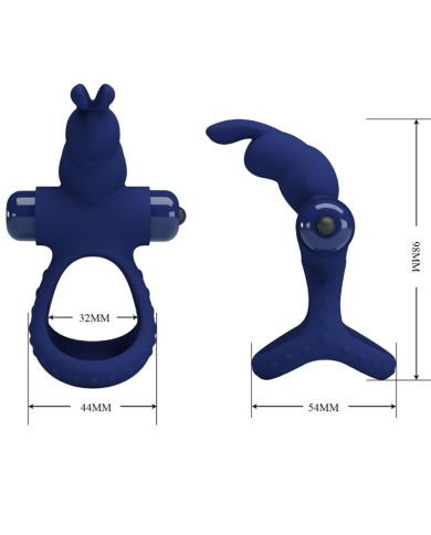 PRETTY LOVE LUCHITO DOBLE ANILLO VIBRADOR RABBIT AZUL