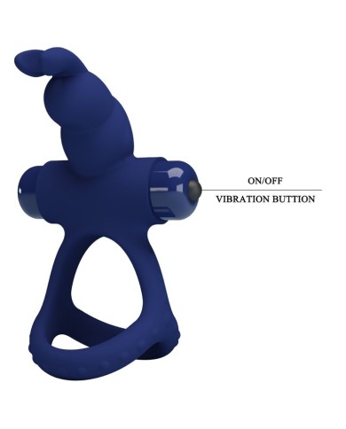 PRETTY LOVE LUCHITO DOBLE ANILLO VIBRADOR RABBIT AZUL