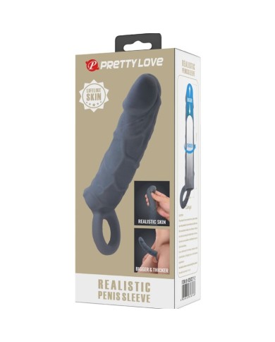 PRETTY LOVE FUNDA DE PENE DE PIEL REALISTICA GRIS OSCURO
