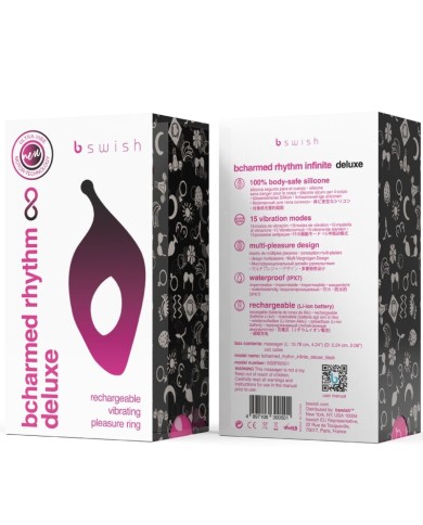 B SWISH BCHARMED RHYTHM INFINITE DELUXE ANILLO PARA PENE 15 VIBRACIONES NEGRO