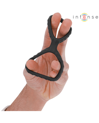 INTENSE DEWEY ANILLO DOBLE PARA PENE SILICONA NEGRO MODELO 2