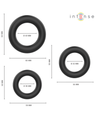 INTENSE HUGH 3 ANILLOS BASICOS PARA PENE SILICONA NEGRO