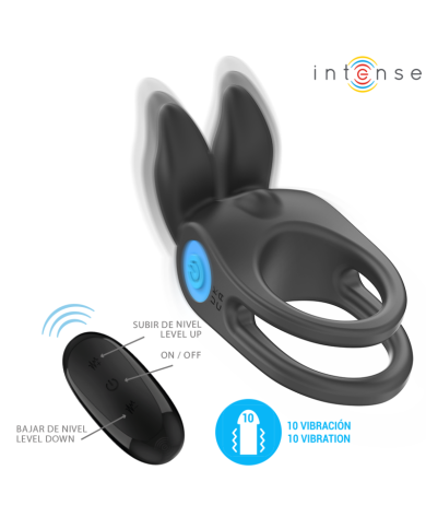 INTENSE SAM ANILLO DOBLE VIBRADOR PENE 10 VIBRACIONES NEGRO