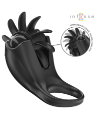 INTENSE MABEL ANILLO VIBRADOR 10 VIBRACIONES CON ESTIMULADOR DE CLITORIS NEGRO