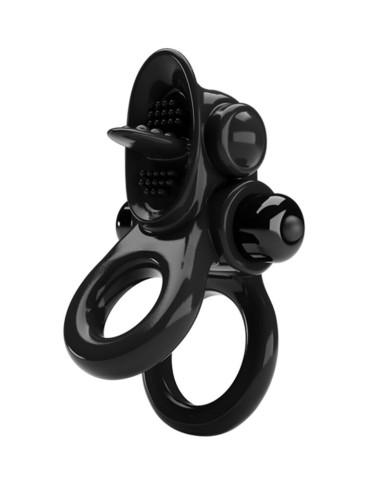 PRETTY LOVE PASSIONATE RING DOBLE ANILLO VIBRADOR ESTIMULADOR CLITORIS NEGRO