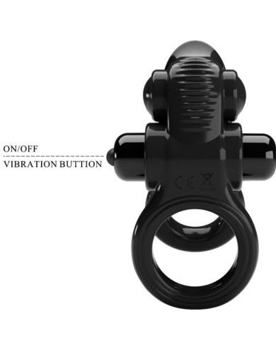 PRETTY LOVE PASSIONATE RING DOBLE ANILLO VIBRADOR ESTIMULADOR CLITORIS NEGRO