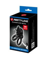 PRETTY LOVE PASSIONATE RING DOBLE ANILLO VIBRADOR ESTIMULADOR CLITORIS NEGRO