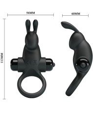 PRETTY LOVE ANILLO VIBRADOR ESTIMULADOR RABBIT CLITORIS 10 VIBRACIONES NEGRO