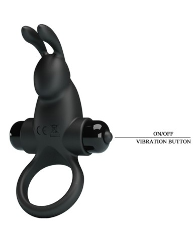 PRETTY LOVE ANILLO VIBRADOR ESTIMULADOR RABBIT CLITORIS 10 VIBRACIONES NEGRO