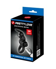 PRETTY LOVE EXCITING RING ANILLO VIBRADOR RABBIT 10 VIBRACIONES NEGRO