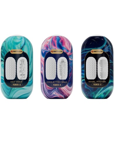PRETTY LOVE VENUS X 15 MASTURBADORES MASCULINOS SILICONA BLANCO