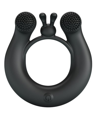 PRETTY LOVE DAHLIA ANILLO VIBRADOR ESTIMULADOR DE CLITOIS 12 VIBRACIONES NEGRO