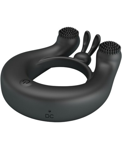 PRETTY LOVE DAHLIA ANILLO VIBRADOR ESTIMULADOR DE CLITOIS 12 VIBRACIONES NEGRO