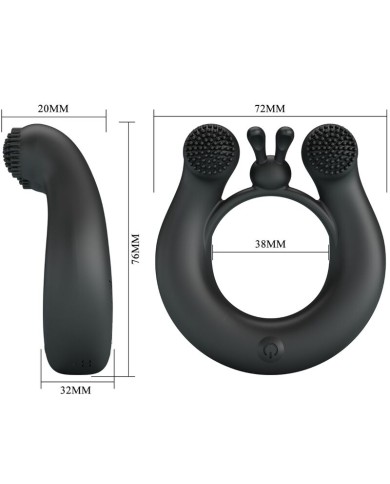 PRETTY LOVE DAHLIA ANILLO VIBRADOR ESTIMULADOR DE CLITOIS 12 VIBRACIONES NEGRO