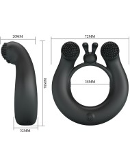 PRETTY LOVE DAHLIA ANILLO VIBRADOR ESTIMULADOR DE CLITOIS 12 VIBRACIONES NEGRO
