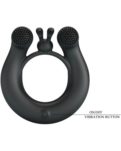 PRETTY LOVE DAHLIA ANILLO VIBRADOR ESTIMULADOR DE CLITOIS 12 VIBRACIONES NEGRO