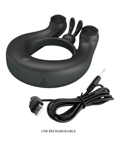 PRETTY LOVE DAHLIA ANILLO VIBRADOR ESTIMULADOR DE CLITOIS 12 VIBRACIONES NEGRO