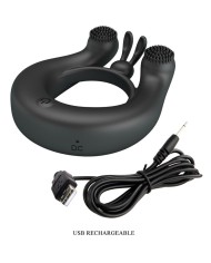 PRETTY LOVE DAHLIA ANILLO VIBRADOR ESTIMULADOR DE CLITOIS 12 VIBRACIONES NEGRO