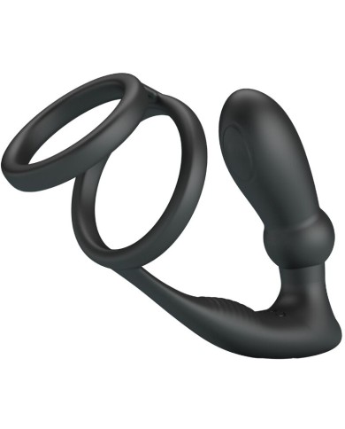 PRETTY LOVE EMONI ANILLO PENE PLUG ANAL 12 VIBRACIONES NEGRO