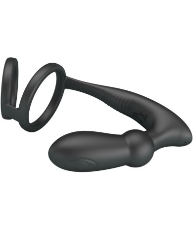 PRETTY LOVE EMONI ANILLO PENE PLUG ANAL 12 VIBRACIONES NEGRO