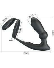 PRETTY LOVE EMONI ANILLO PENE PLUG ANAL 12 VIBRACIONES NEGRO