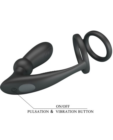 PRETTY LOVE EMONI ANILLO PENE PLUG ANAL 12 VIBRACIONES NEGRO