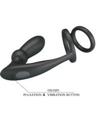 PRETTY LOVE EMONI ANILLO PENE PLUG ANAL 12 VIBRACIONES NEGRO