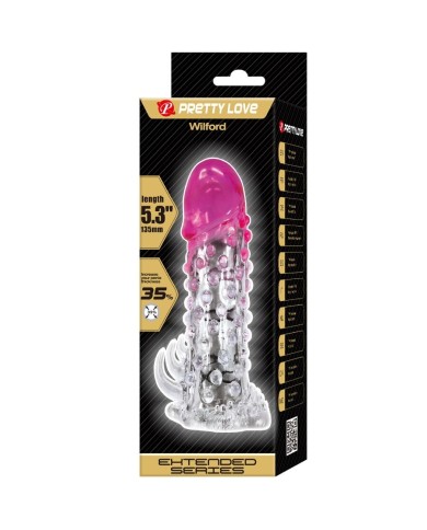 PRETTY LOVE WILFORD FUNDA REALISTICA ALARGADORA CON RELIEVE PARA PENE ROSA