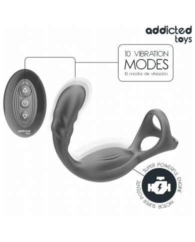 ADDICTED TOYS ANILLO DOBLE VIBRADOR PROSTATICO CONTROL REMOTO