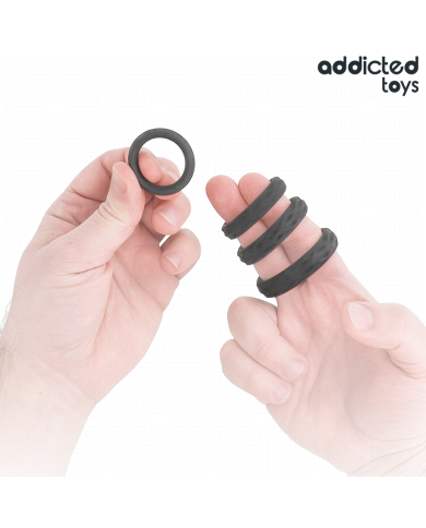 ADDICTED TOYS SET ANILLOS PENE TEXTURIZADOS 4 TAMANOS