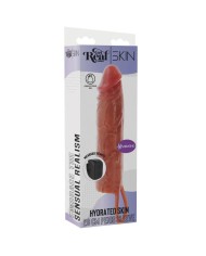 GET REAL FUNDA HYDRATED SKIN DE SILICONA CON VIBRACION PARA PENE CARAMELO 20 CM