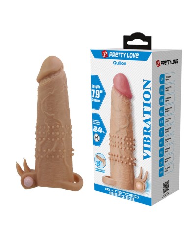 PRETTY LOVE QUILLON FUNDA PARA PENE CON ESTIMULADOR DE CLITORIS Y VIBRACION