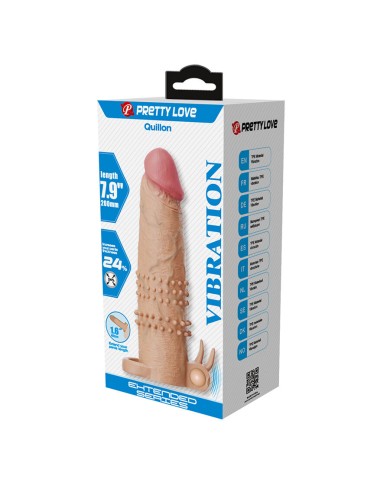PRETTY LOVE QUILLON FUNDA PARA PENE CON ESTIMULADOR DE CLITORIS Y VIBRACION