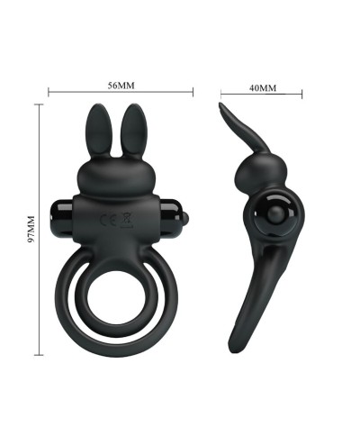 PRETTY LOVE ANILLO VIBRADOR III CONEJO PARA PENE NEGRO PRETTY LOVE ANILLO VIBRADOR III CONEJO PARA PENE NEGRO