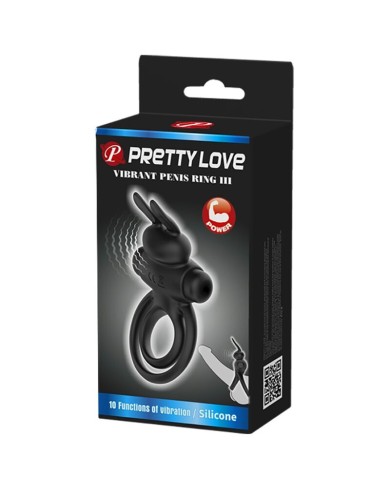PRETTY LOVE ANILLO VIBRADOR III CONEJO PARA PENE NEGRO PRETTY LOVE ANILLO VIBRADOR III CONEJO PARA PENE NEGRO
