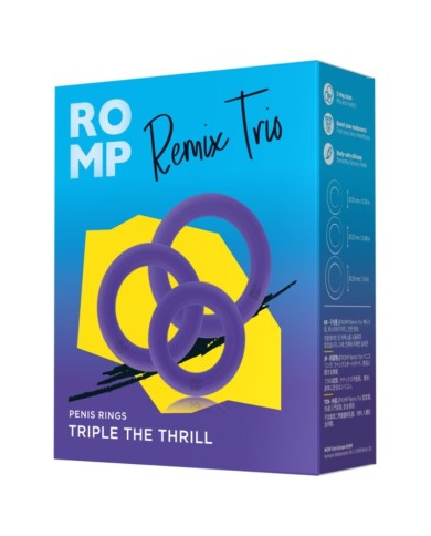 ROMP REMIX TRIO SET DE 3 ANILLOS PARA PENE SILICONA MORADO