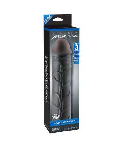 FANTASY X TENSIONS MEGA 3 EXTENSION NEGRO PARA EL PENE