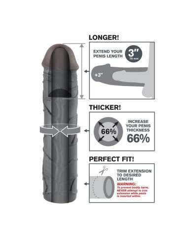 FANTASY X TENSIONS MEGA 3 EXTENSION NEGRO PARA EL PENE