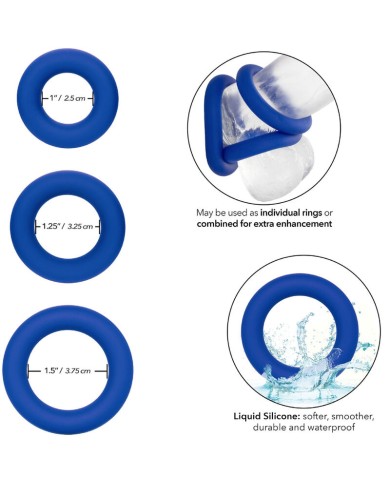 CALEXOTICS ADMIRAL SET 3 ANILLOS PARA PENE AZUL CALEXOTICS ADMIRAL SET 3 ANILLOS PARA PENE AZUL