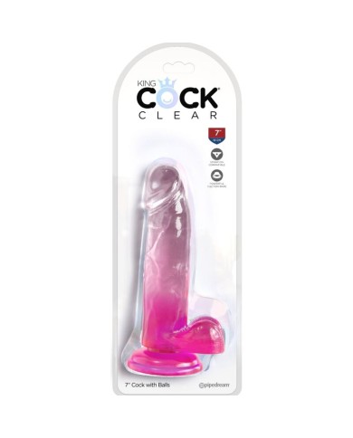 KING COCK CLEAR PENE REALISTICO CON TESTICULOS 152 CM ROSA