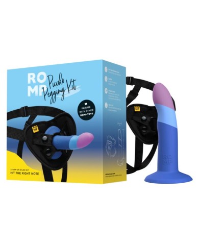 ROMP PICCOLO ARNES DILDO SILICONA CON VENTOSA TRICOLOR 14 CM