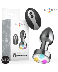 INTENSE PLUG ANAL TALLA S DE METAL VIBRADOR CON LUCES LED MULTICOLOR Y CONTROL REMOTO