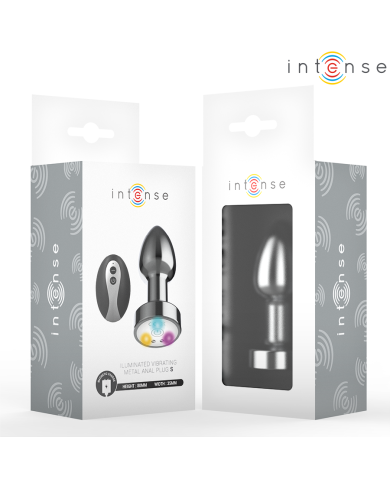 INTENSE PLUG ANAL TALLA S DE METAL VIBRADOR CON LUCES LED MULTICOLOR Y CONTROL REMOTO