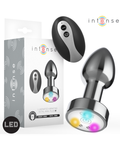 INTENSE PLUG ANAL TALLA M DE METAL VIBRADOR CON LUCES LED MULTICOLOR Y CONTROL REMOTO