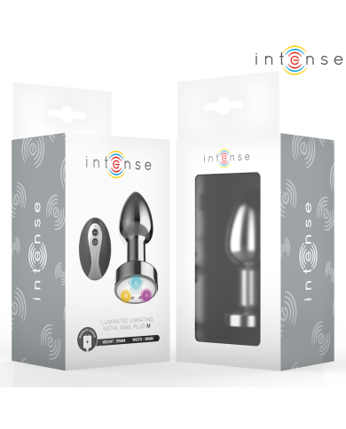 INTENSE PLUG ANAL TALLA M DE METAL VIBRADOR CON LUCES LED MULTICOLOR Y CONTROL REMOTO