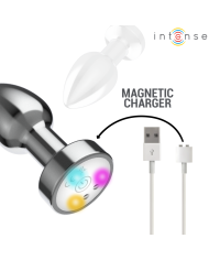 INTENSE PLUG ANAL TALLA M DE METAL VIBRADOR CON LUCES LED MULTICOLOR Y CONTROL REMOTO